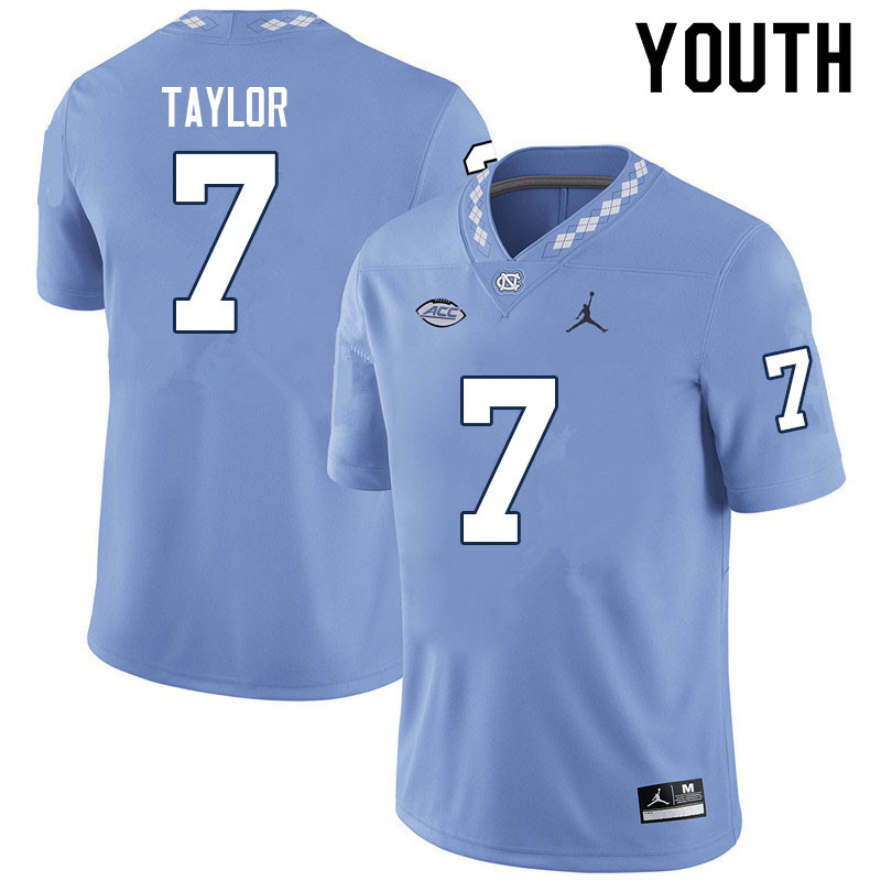 Youth #7 Noah Taylor North Carolina Tar Heels College Football Jerseys Sale-Carolina Blue